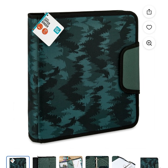 Other - Green and Black Patterned zippered binder for school